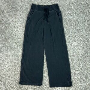 Athleta Pants Womens Small Black Balance Wide Leg Workout Gym Sports Lounge Logo